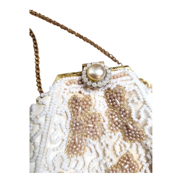 Antique Victorian Ornate Micro Beaded Evening Mini Opera Bag with Jeweled Clasp - Picture 3 of 13